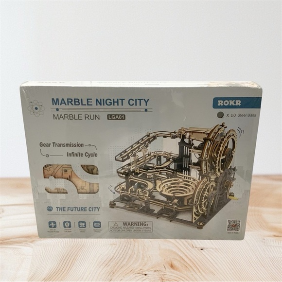 ROKR 294 Pieces 3D Wooden Puzzle Marble Night City /Marble Run New/Sealed - Picture 1 of 2